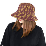 Hand drawn gold saxophone red background Unisex Bucket Hat