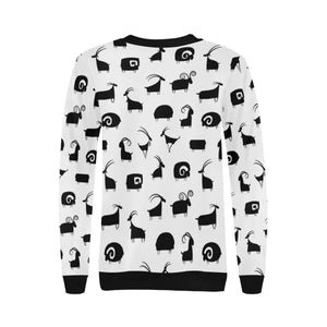 Goat ram pattern Women's Crew Neck Sweatshirt