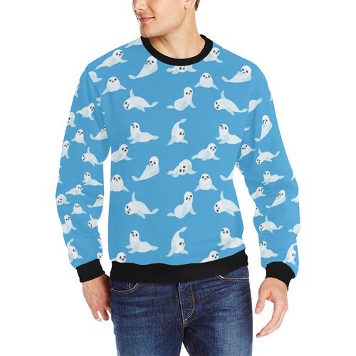 Cute sea lion seal pattern background Men's Crew Neck Sweatshirt