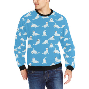 Cute sea lion seal pattern background Men's Crew Neck Sweatshirt