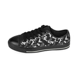Crow illustration pattern Men's Low Top Canvas Shoes Black