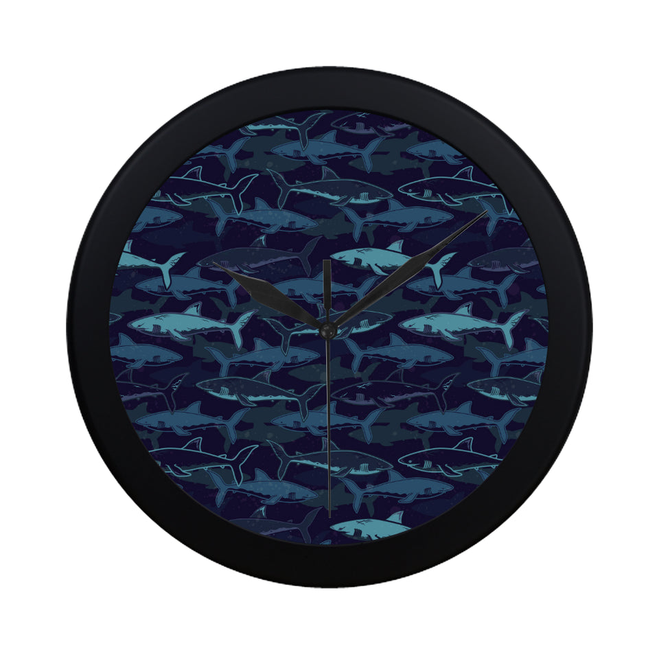 Shark pattern Elegant Black Wall Clock