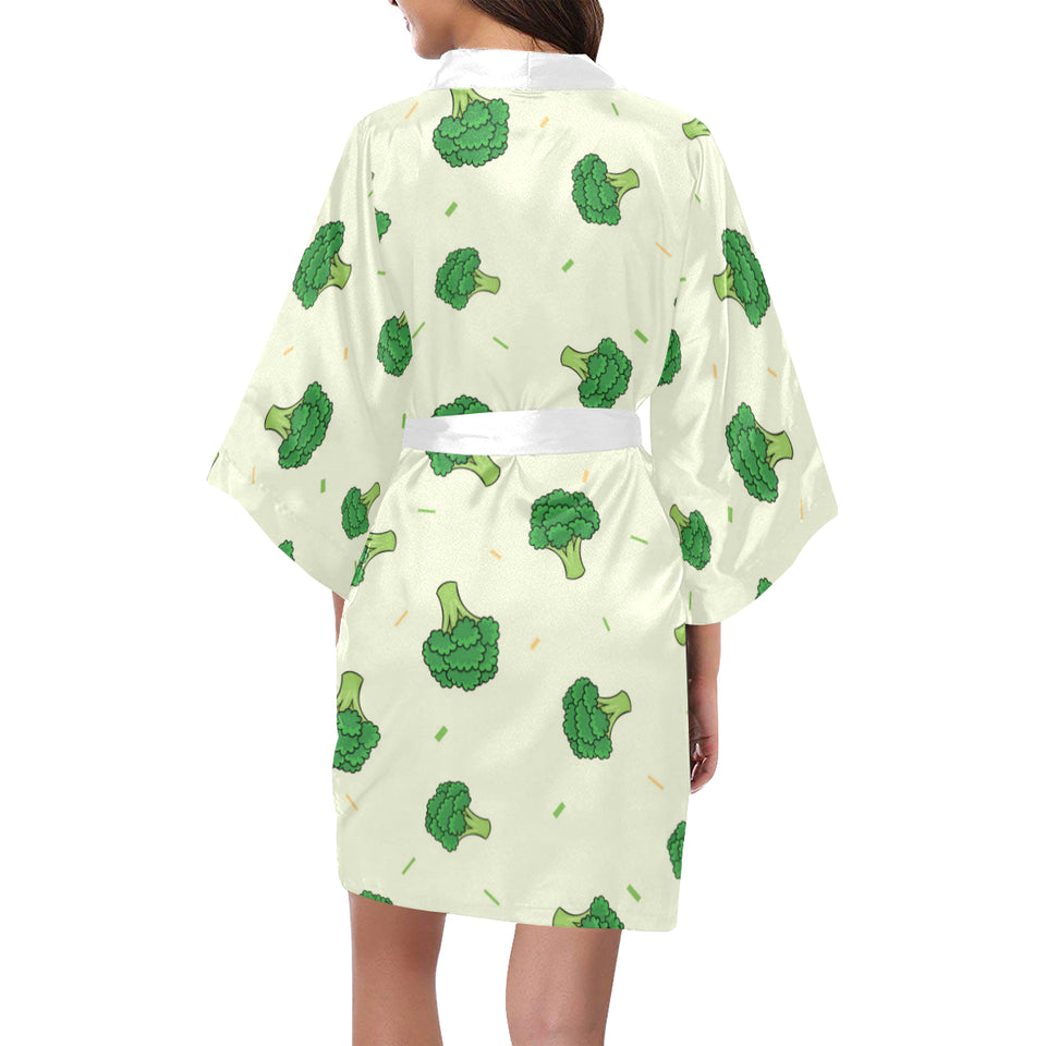 Broccoli pattern Women's Short Kimono Robe