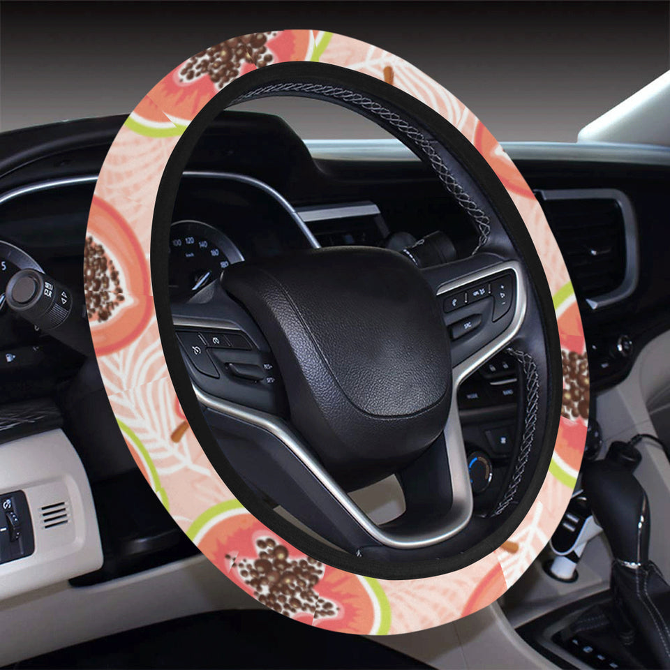 papaya leaves pattern Car Steering Wheel Cover