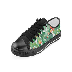 Cactus design pattern copy Kids' Boys' Girls' Low Top Canvas Shoes Black