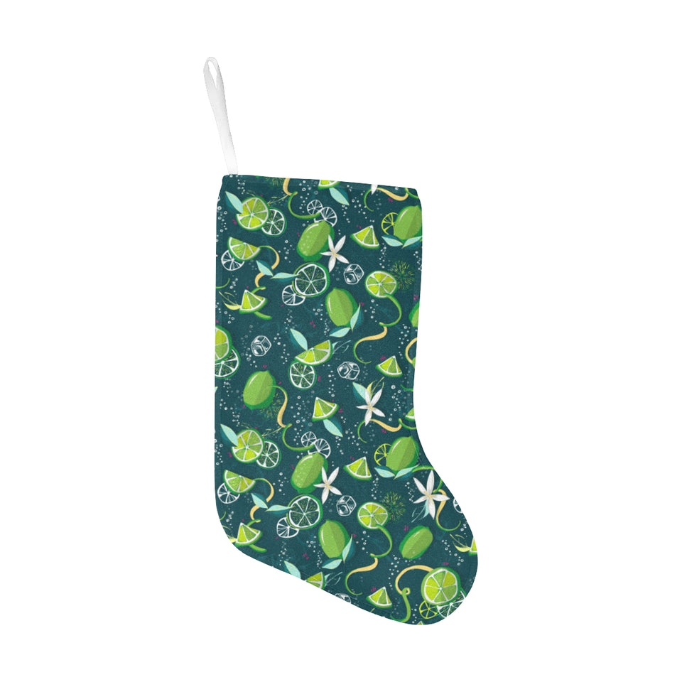 Lime ice flower pattern Christmas Stocking