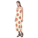 Tomato dot background V-Neck Open Fork Long Dress
