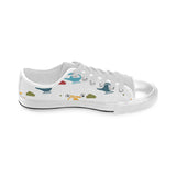Colorful helicopter pattern Men's Low Top Canvas Shoes White