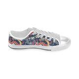Blue red dragon cloud pattern Men's Low Top Canvas Shoes White
