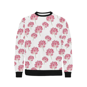 Pink lotus waterlily pattern Men's Crew Neck Sweatshirt