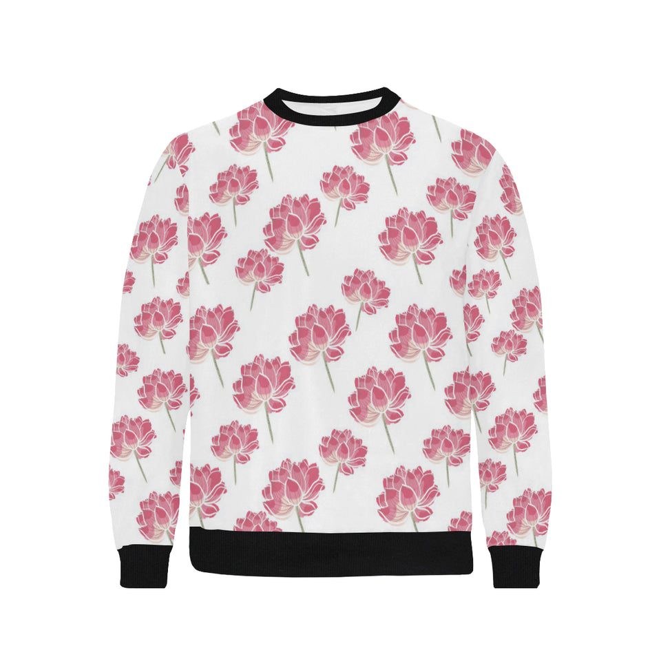 Pink lotus waterlily pattern Men's Crew Neck Sweatshirt