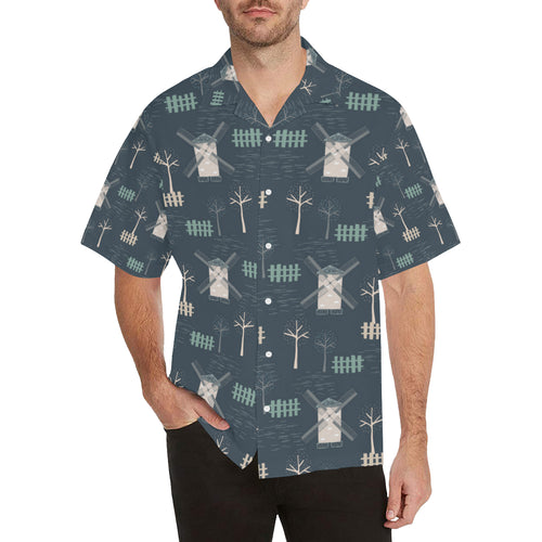 windmill tree pattern Men's All Over Print Hawaiian Shirt