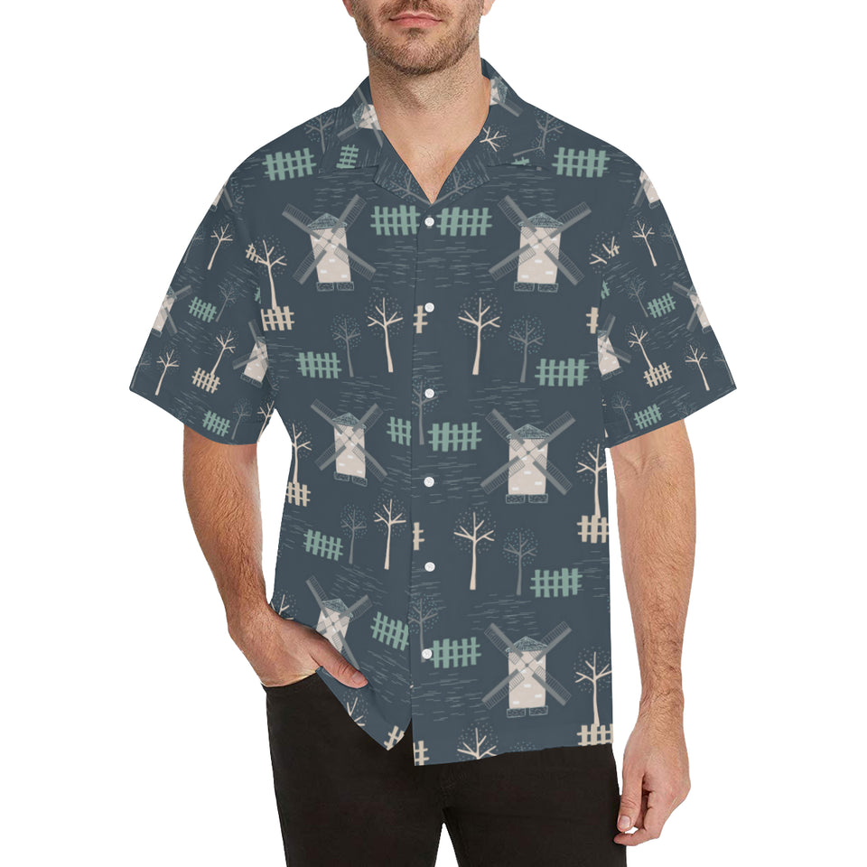 windmill tree pattern Men's All Over Print Hawaiian Shirt