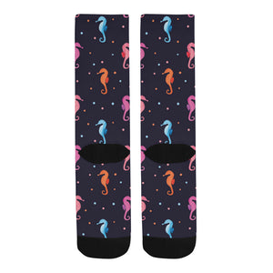 Watercolor colorful seahorse pattern Crew Socks