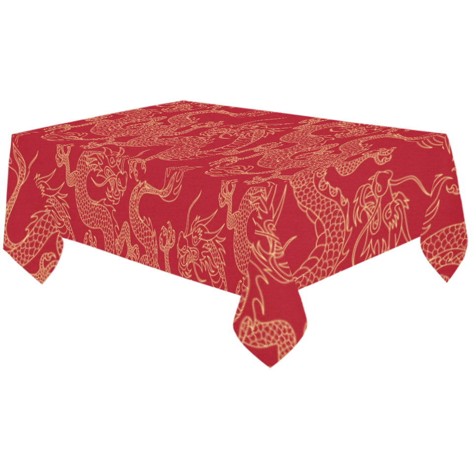 Gold dragons red background Tablecloth