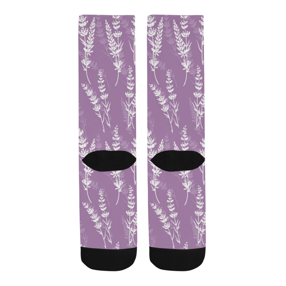 Lavender flowers purple pattern Crew Socks