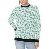 Green ginkgo leaves pattern Women's Crew Neck Sweatshirt