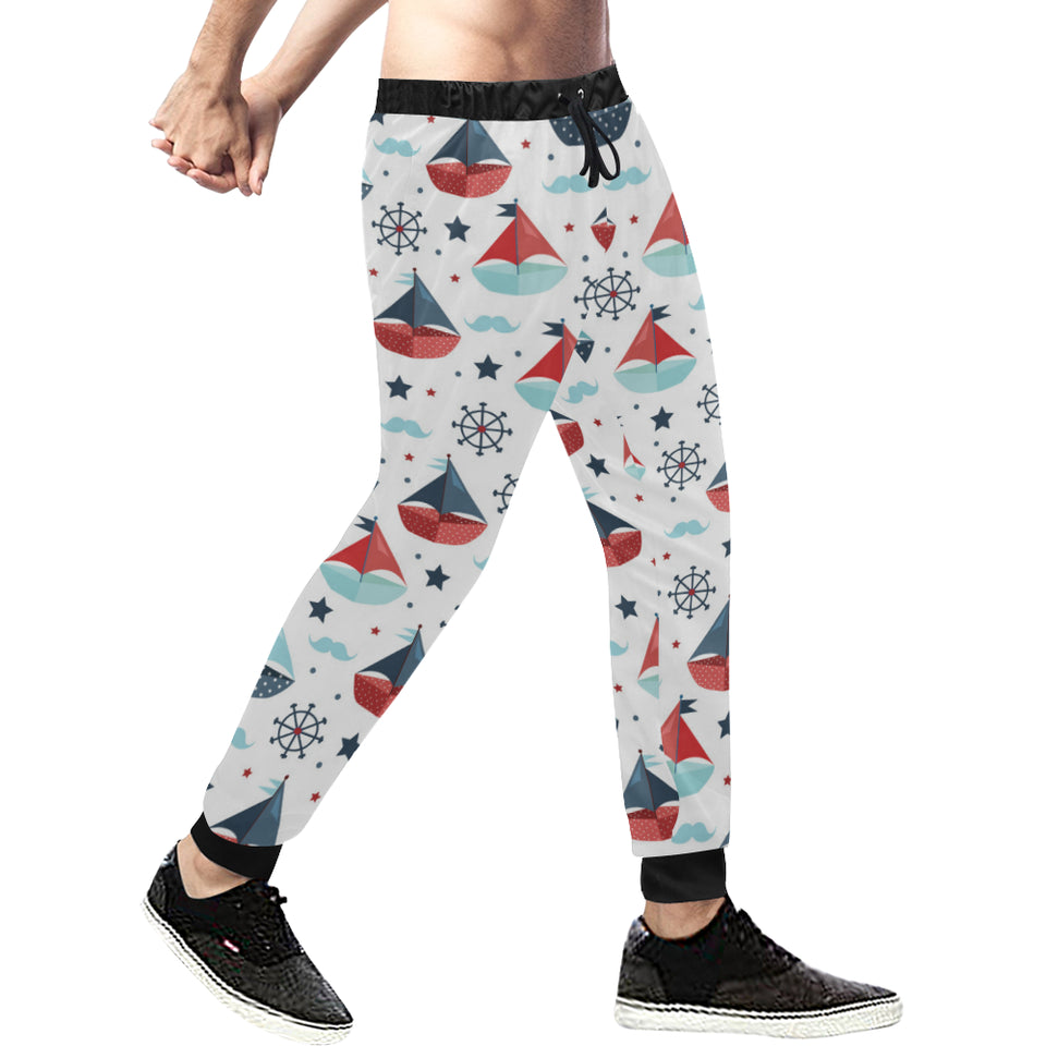 Cute color paper sailboat pattern Unisex Casual Sweatpants