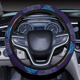 Blue japanese pattern cloud wave flower Car Steering Wheel Cover