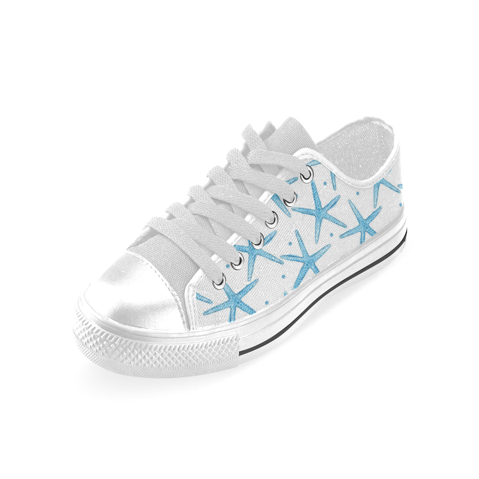 Watercolor starfish pattern Men's Low Top Shoes White