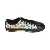 Colorful american football ball pattern Men's Low Top Canvas Shoes Black