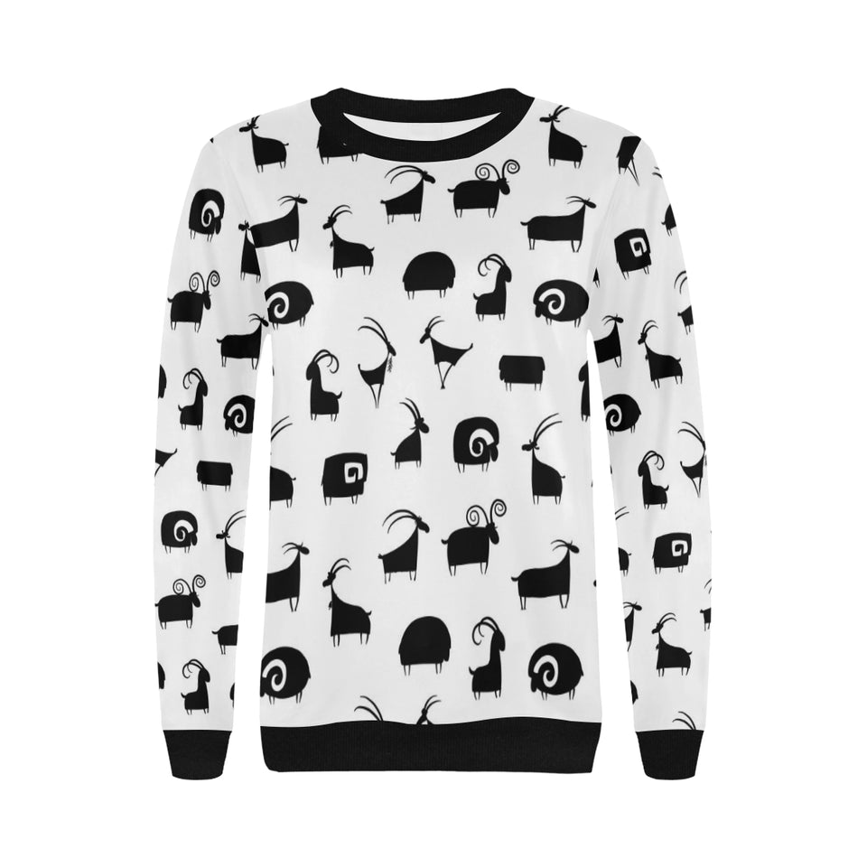 Goat ram pattern Women's Crew Neck Sweatshirt