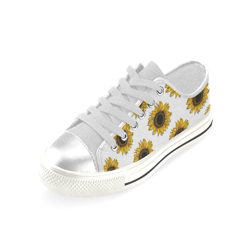 sunflowers design pattern Women's Low Top Canvas Shoes White