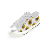 sunflowers design pattern Women's Low Top Canvas Shoes White