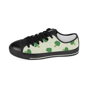 Broccoli pattern Kids' Boys' Girls' Low Top Canvas Shoes Black