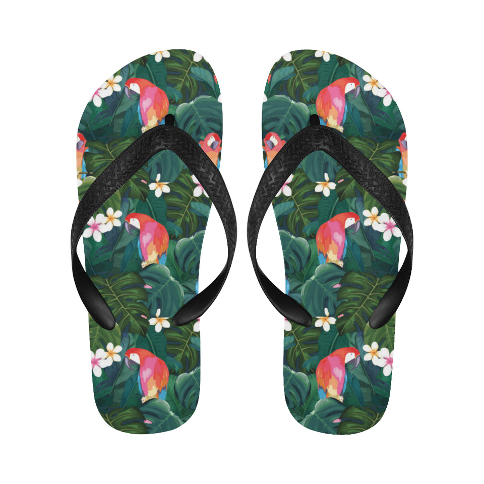 Parrot Palm tree leaves flower hibiscus pattern Unisex Flip Flops
