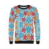 Blue red orange starfish pattern Women's Crew Neck Sweatshirt
