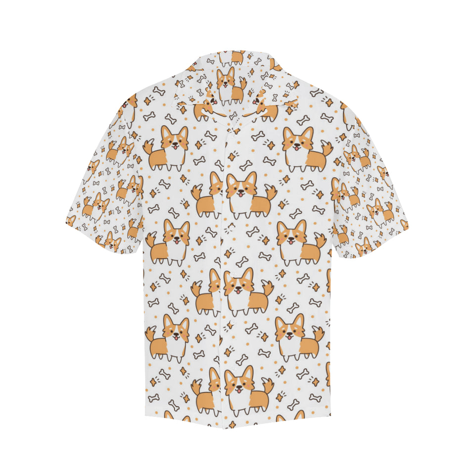 Cute corgi heart star bone pattern Men's All Over Print Hawaiian Shirt