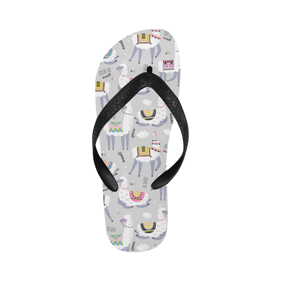 Cute Llama Alpaca pattern Unisex Flip Flops