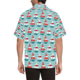 Red White sailboat wave background Men's All Over Print Hawaiian Shirt
