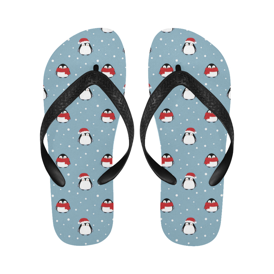 Cute penguin christmas snow pattern Unisex Flip Flops