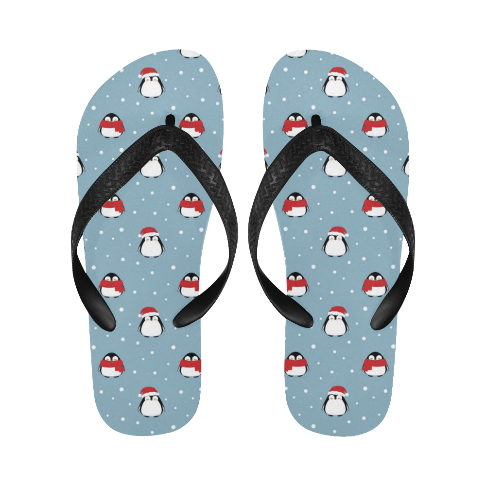Cute penguin christmas snow pattern Unisex Flip Flops