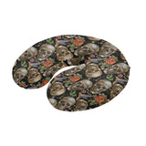 Skull rose humming bird flower pattern U-Shaped Travel Neck Pillow