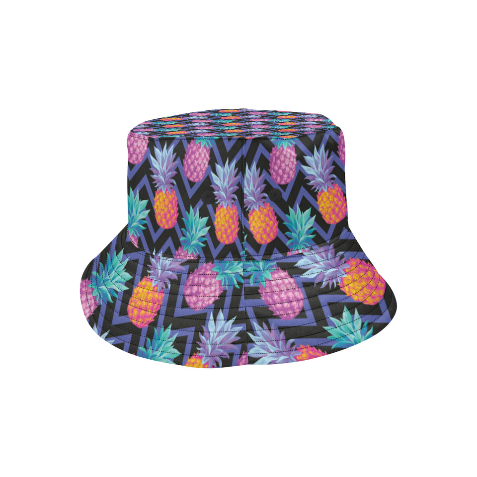 Pineapples pattern zigzag background Unisex Bucket Hat