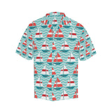 Red White sailboat wave background Men's All Over Print Hawaiian Shirt