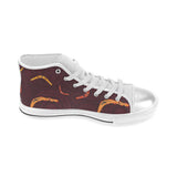 Boomerang Australian aboriginal ornament circle bl Women's High Top Canvas Shoes White