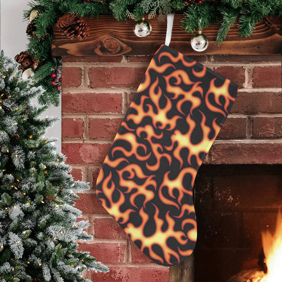 Fire flame dark pattern Christmas Stocking