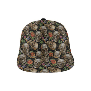 Skull rose humming bird flower pattern All Over Print Snapback Cap