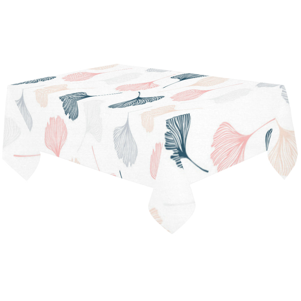 Black Gray Cream coral ginkgo leaves pattern Tablecloth