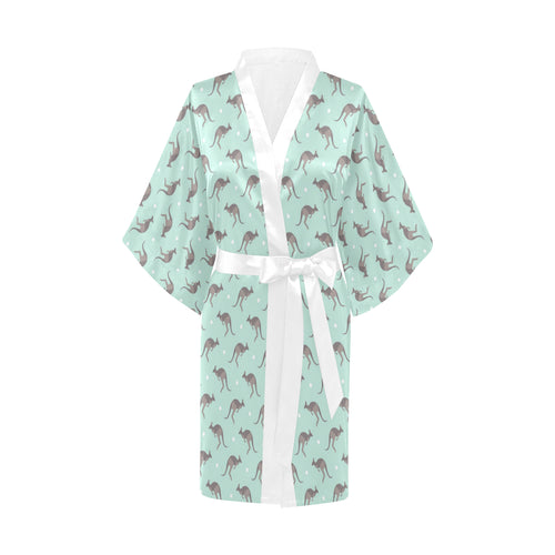 Kangaroo pattern background Women's Short Kimono Robe
