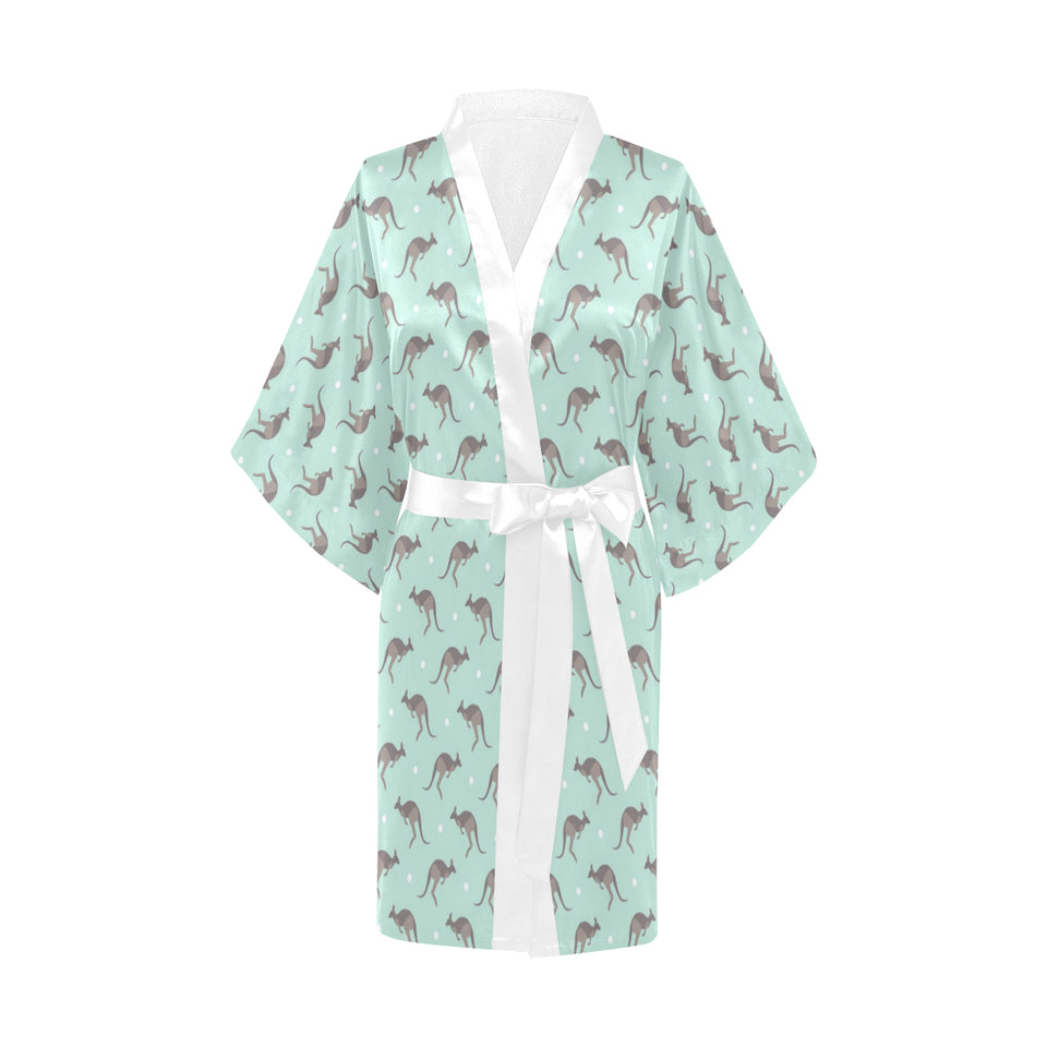 Kangaroo pattern background Women's Short Kimono Robe