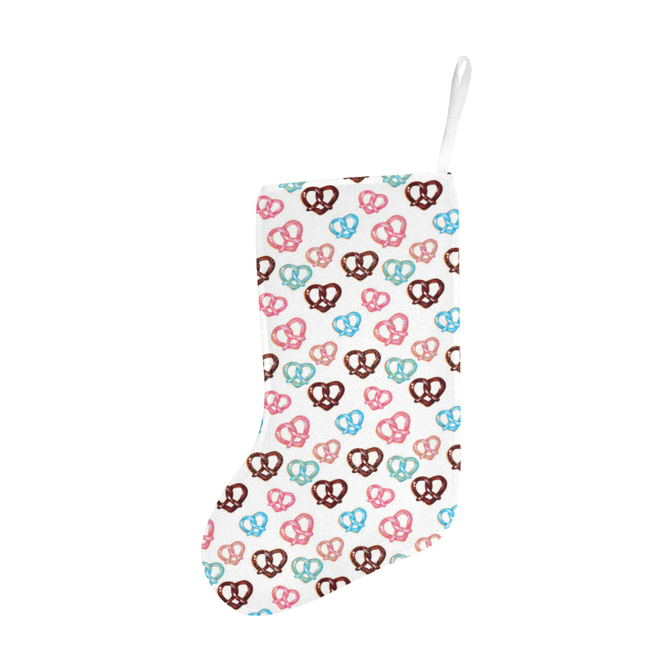 Pretzels Pattern Print Design 04 Christmas Stocking