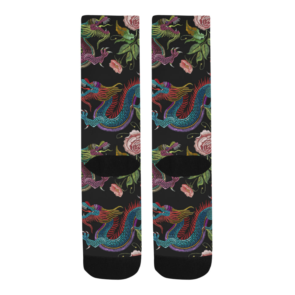 Dragons flower pattern Crew Socks