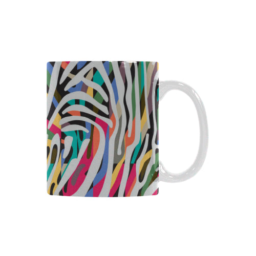 Colorful zebra skin pattern Classical White Mug (Fulfilled In US)