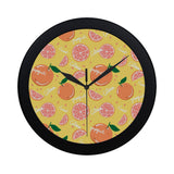 Grapefruit yellow background Elegant Black Wall Clock
