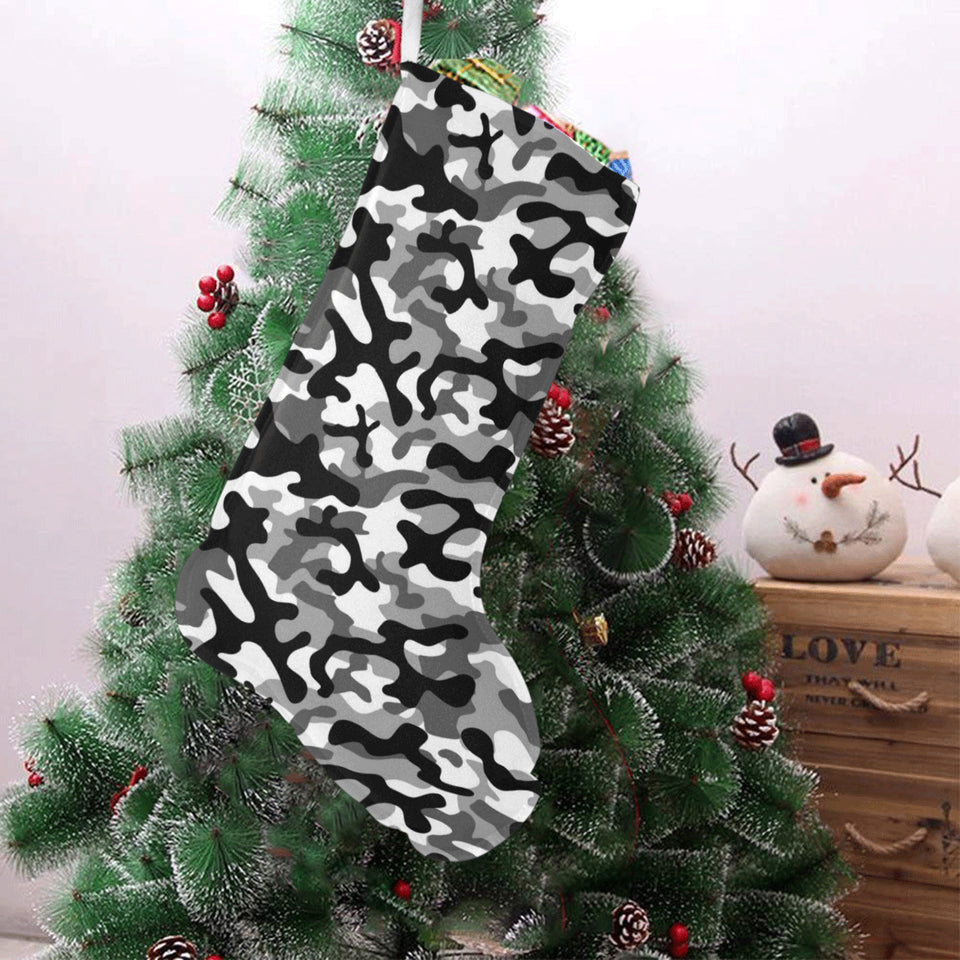 Black white camouflage pattern Christmas Stocking